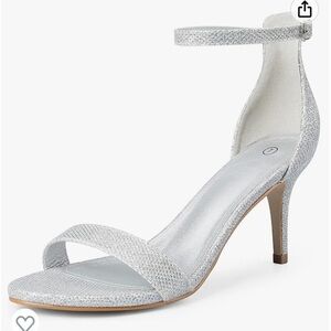 NWT size 11 silver glitter Stilettos Classic Strappy Open Toe Pump Heel Sandals